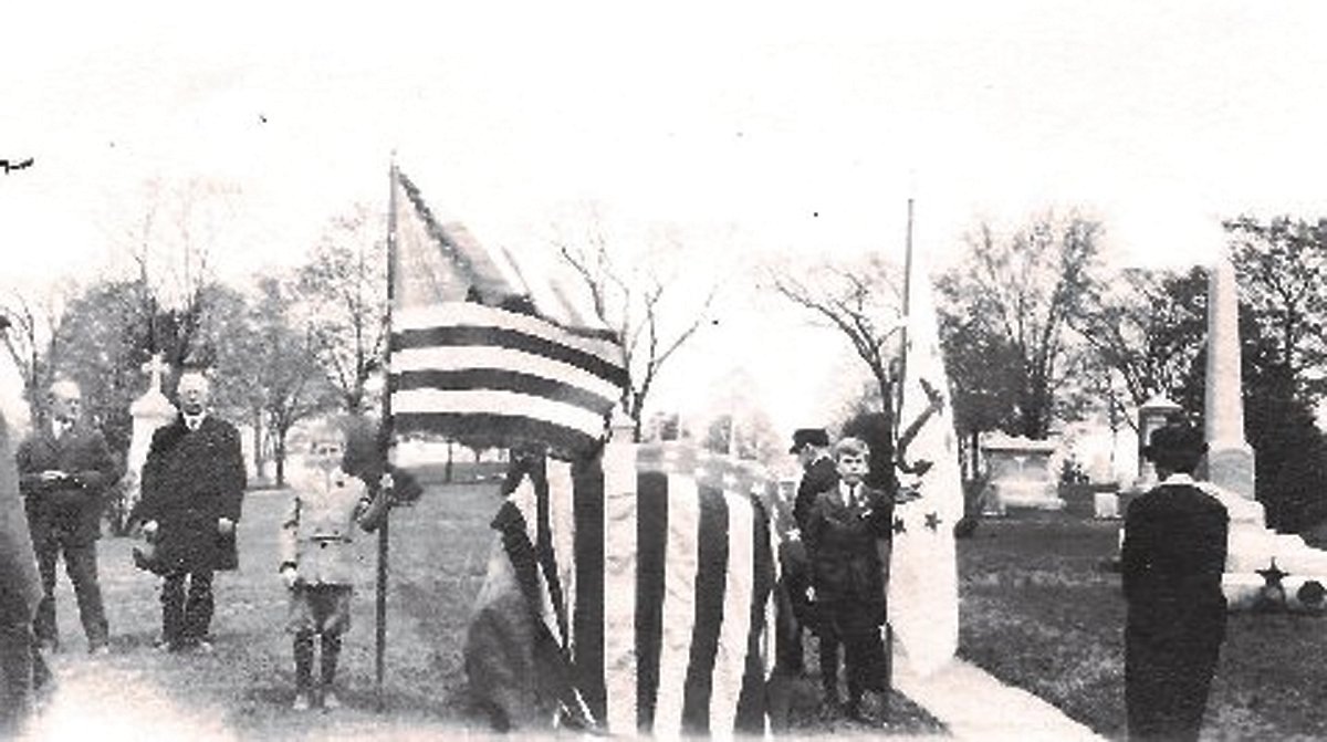 FUNERAL REDUX: On May 4, 1918, the Rhode Island Society of the Sons of the American Revolution (RISSAR) held a ceremony at Israel Angell's new grave site.